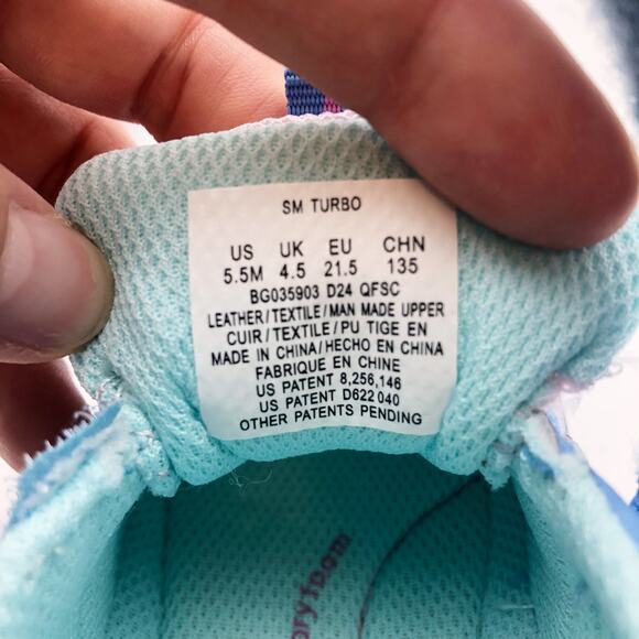 Stride Rite SM Turbo Girls Sneaker Size 5.5 Blue Pink White Kids Shoe NIB - Picture 11 of 11